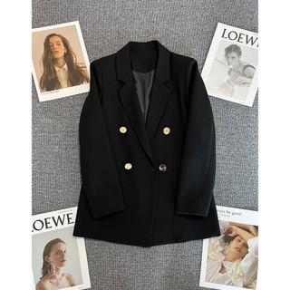  Áo blazer nữ áo vest phong cách thời trang hàn quốc vest nữ dài tay dáng rộng áo khoác cúc đồng 2 lớp M370 