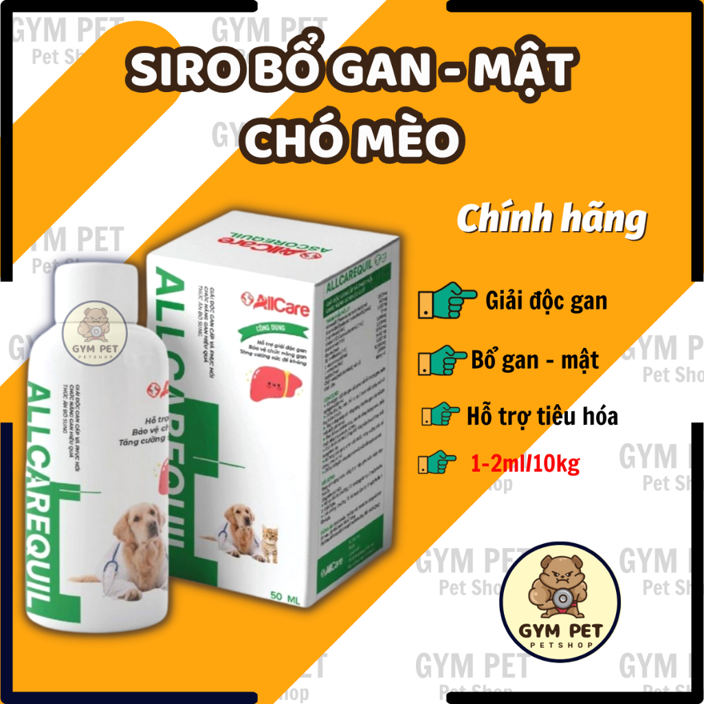 Ascorequil (Allcarequil) siro bổ gan cho chó mèo giúp phục hồi gan, giải độc gan, tăng miễn dịch cho thú cưng