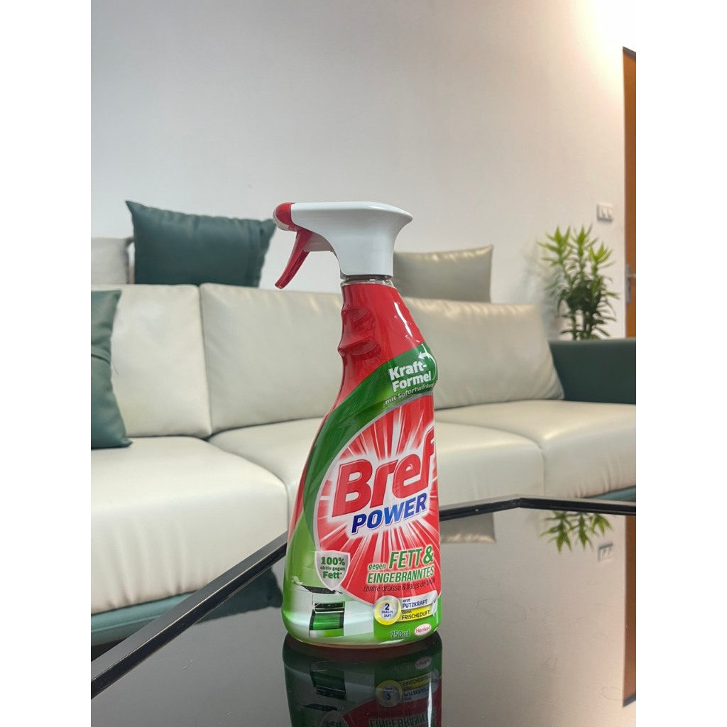 Chai xịt tẩy dầu mỡ nhà bếp đa năng Bref Power 750ml dùng được cho máy hút mùi, lò nướng, bồn rửa nhập khẩu Đức