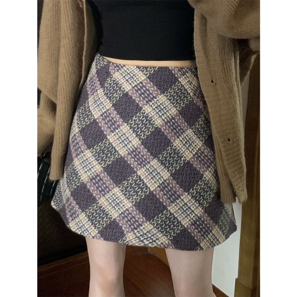 Chân váy dạ kẻ chữ A 3 màu siêu xinh kèm ảnh thật