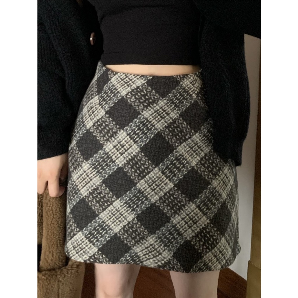 Chân váy dạ kẻ chữ A 3 màu siêu xinh kèm ảnh thật