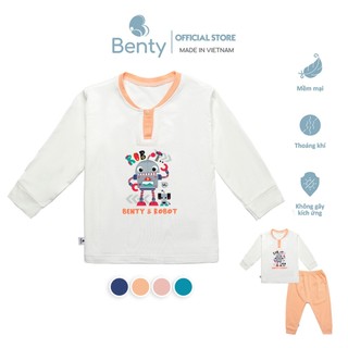Bộ dài tay cổ trụ in hình robot BENTY BT045 cotton mềm mịn mát, quần áo trẻ em kháng khuẩn