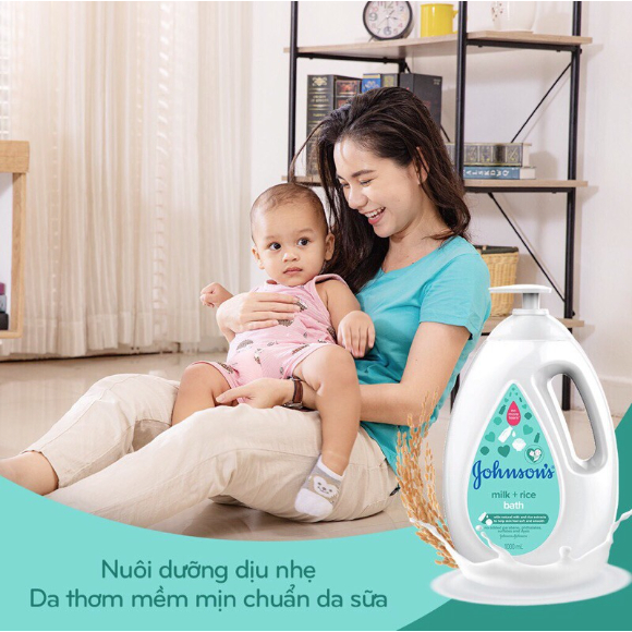 Sữa Tắm Dưỡng Ẩm Sữa Gạo Johnson’s Milk+Rice Baby Bath 1000ml