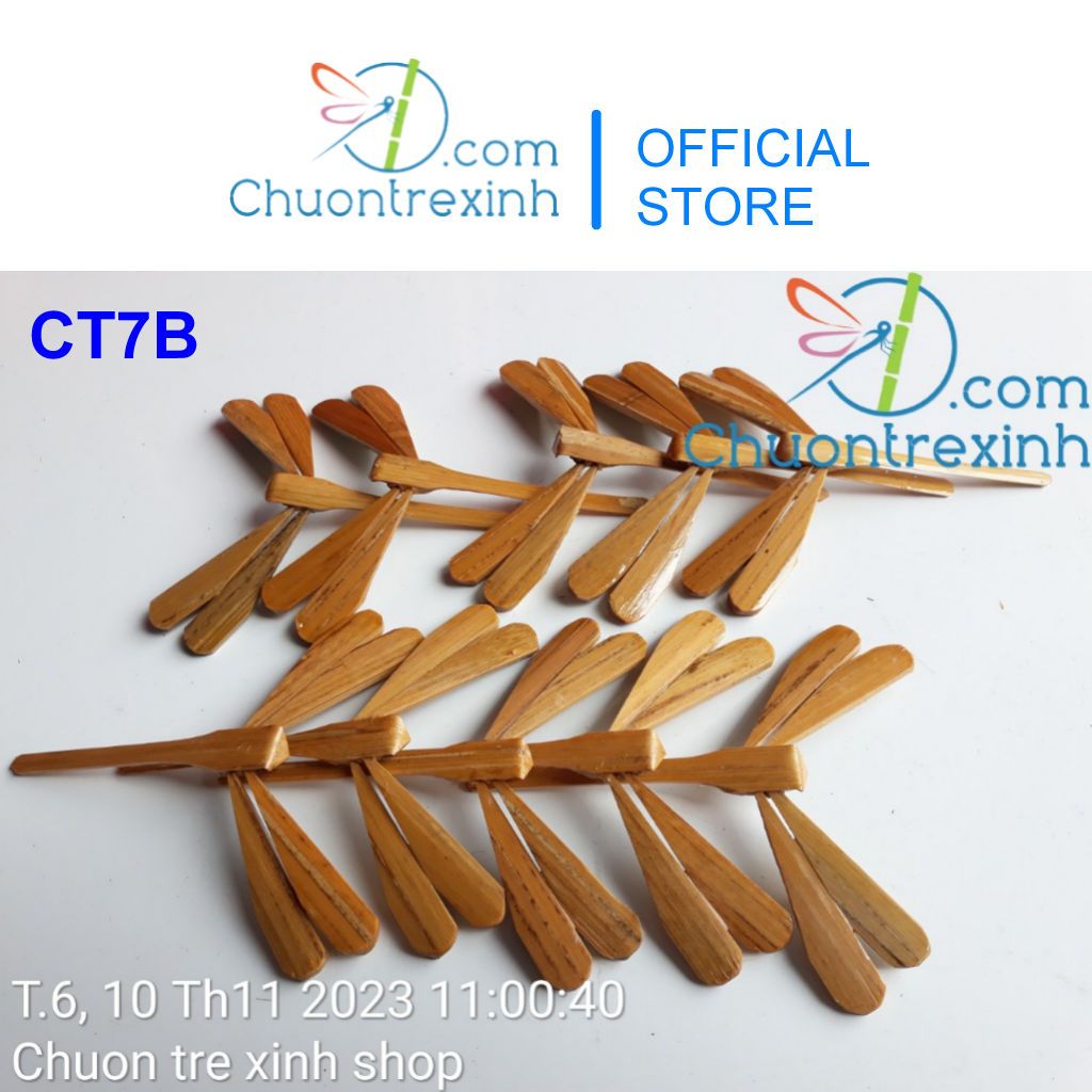 Combo 10 chuồn chuồn tre mộc bóng 7cm