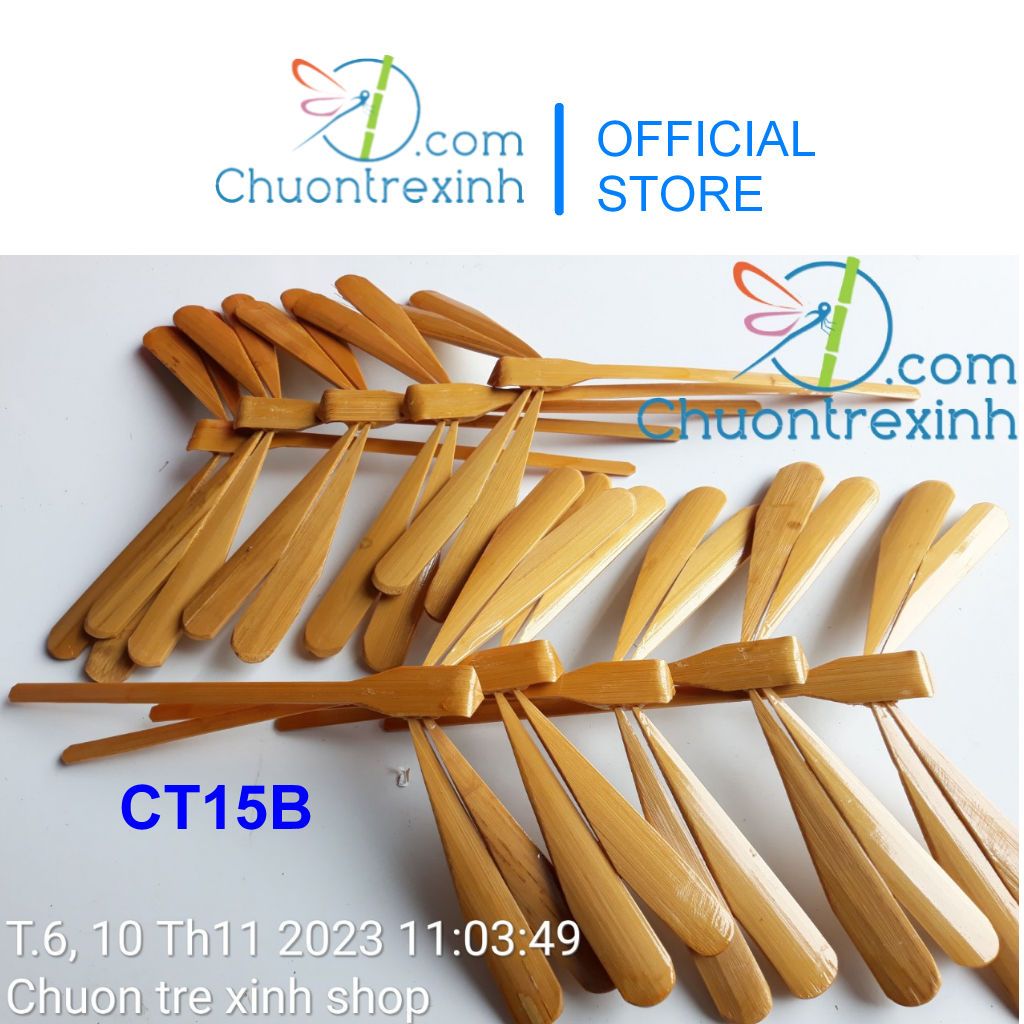 Combo 10 chuồn chuồn tre mộc bóng 15cm