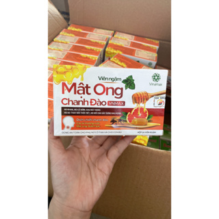 Viên ngậm mật ong chanh đào VNmax - giảm ho, đau họng, khản tiếng - 1 vỉ