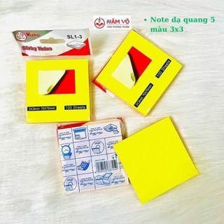Xấp 100 tờ giấy note / giấy ghi nhớ / giấy ghi chú 5 màu dạ quang 3x3 xing li / king cao cấp