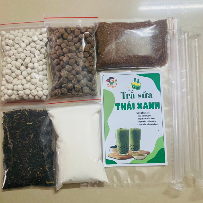 Sét trà thái xanh thơm ngon làm được 20 cốc  to tặng 3 ống hút