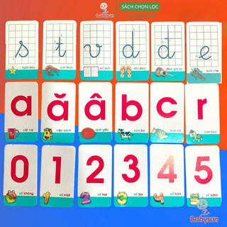 44 Thẻ Học Chữ Cái, Chữ Số và Dấu- Flashcard Dạy Học Cho Bé