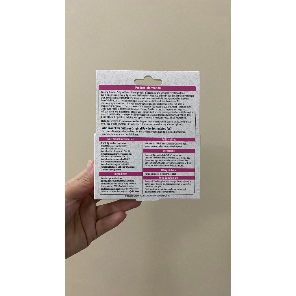 Men vi sinh Tummy Buddies của Anh cho trẻ từ sơ sinh