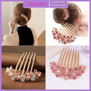 Lược cài tóc hình hoa đính đá thanh lịch dành cho nữ