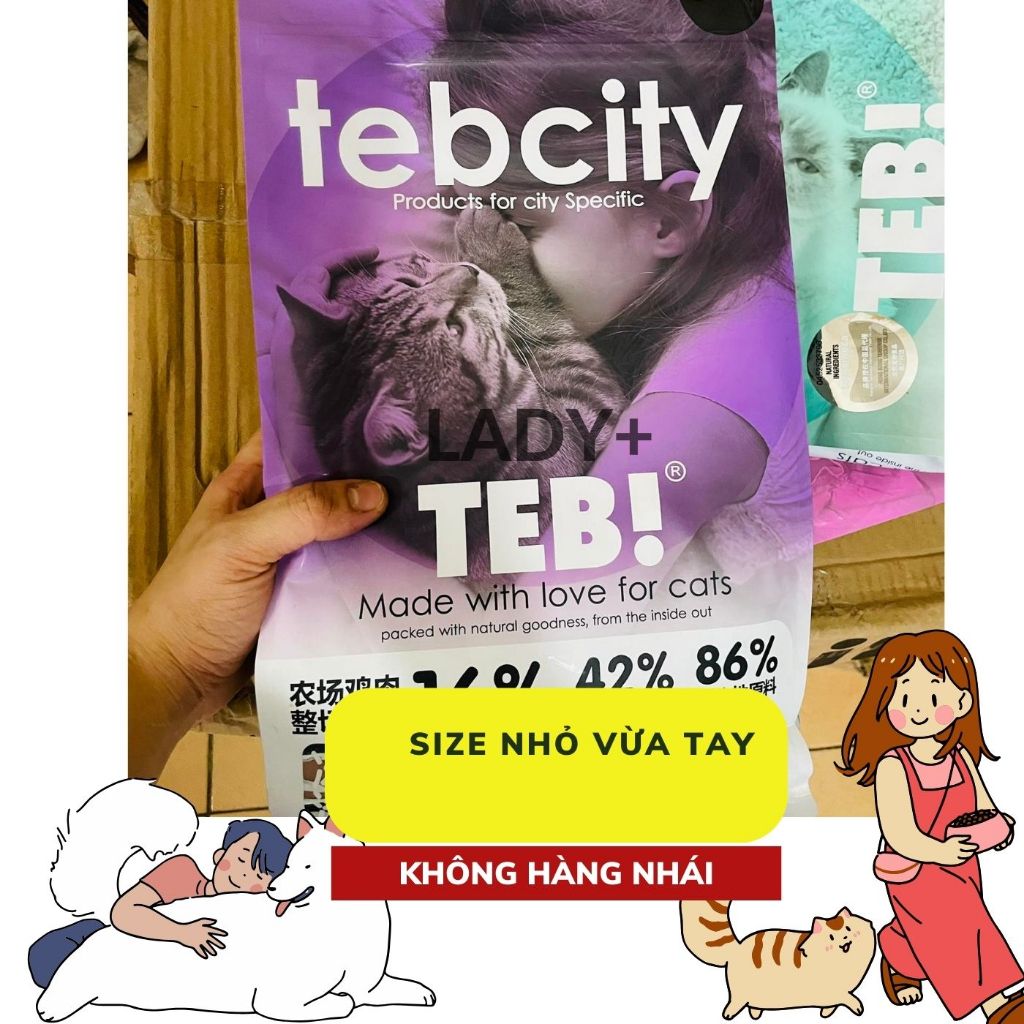 1,5KG  Thức ăn hạt cho mèo Teb City Hạt cho mèo con Teb City E với thịt sấy Grain Free tăng cân dưỡng lông