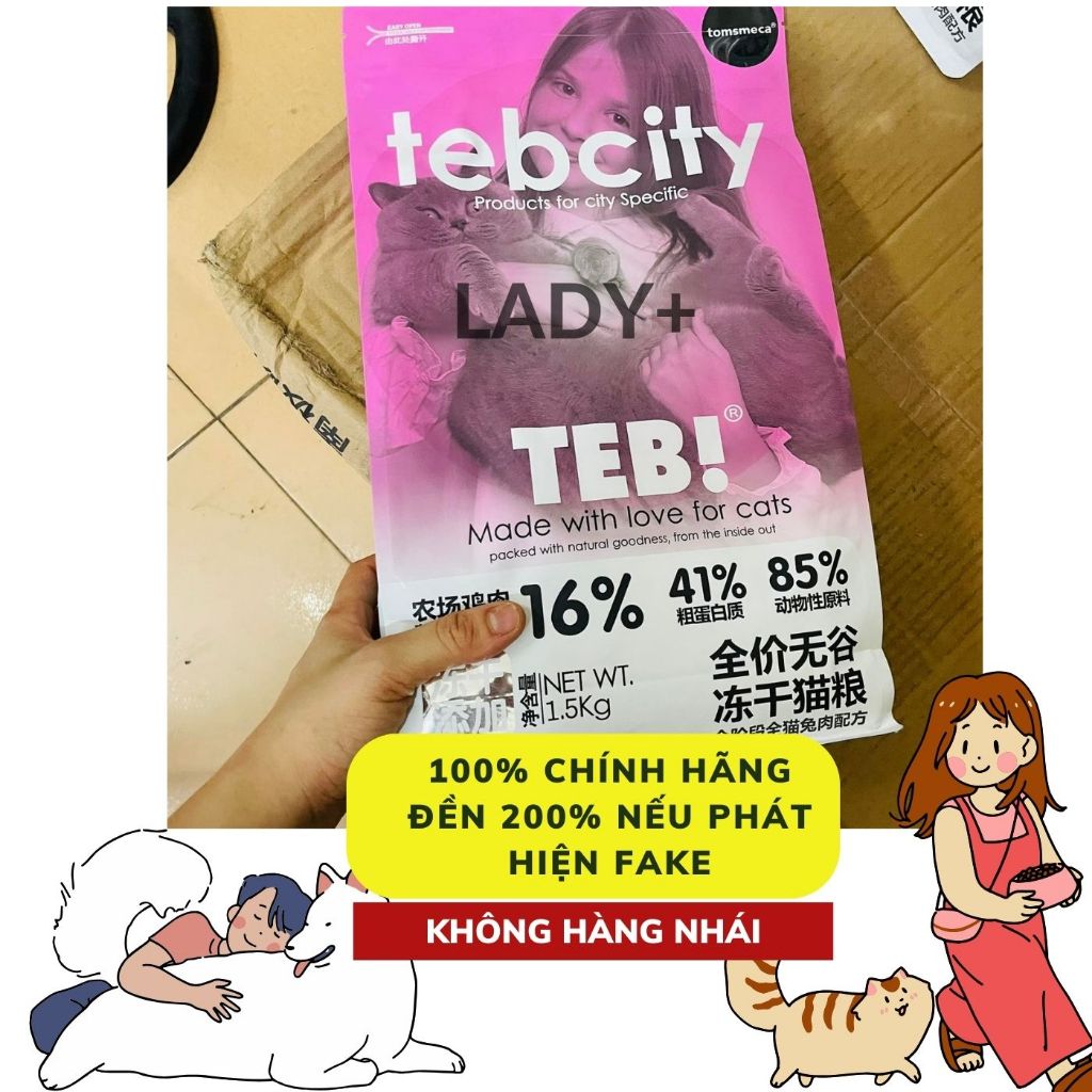 1,5KG  Thức ăn hạt cho mèo Teb City Hạt cho mèo con Teb City E với thịt sấy Grain Free tăng cân dưỡng lông