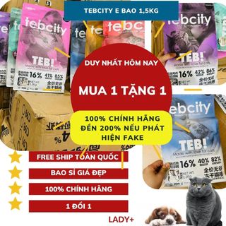 1,5KG Thức ăn hạt cho mèo Teb City Hạt cho mèo con Teb City E với thịt sấy Grain Free tăng cân dưỡng lông