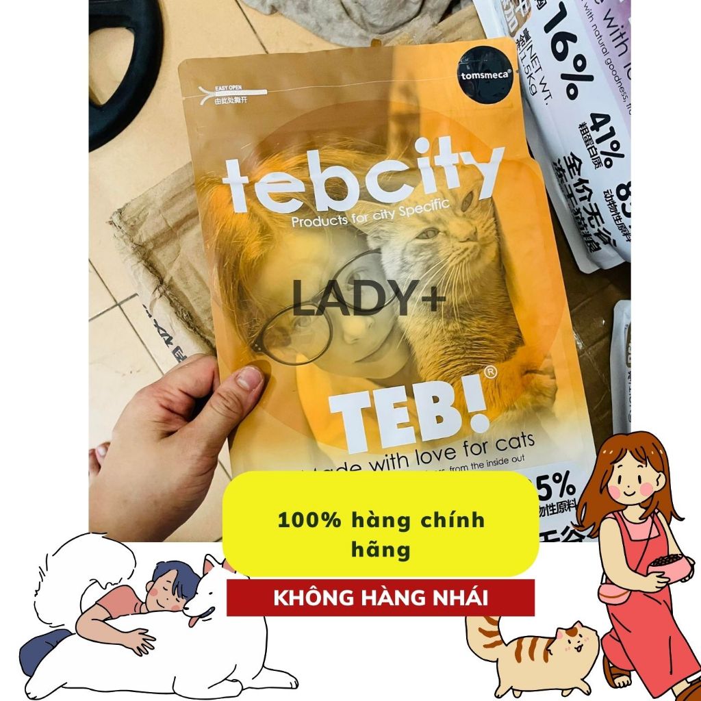 1,5KG  Thức ăn hạt cho mèo Teb City Hạt cho mèo con Teb City E với thịt sấy Grain Free tăng cân dưỡng lông