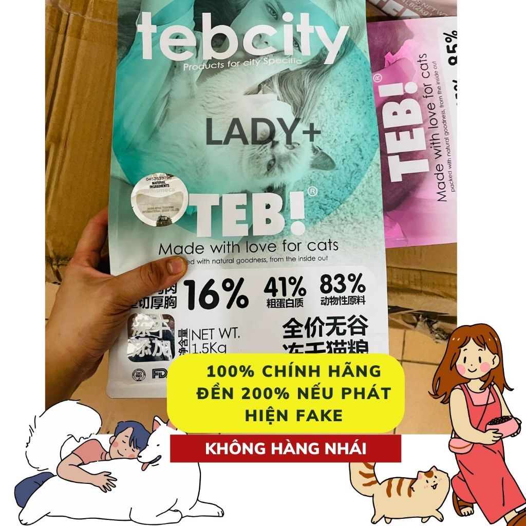1,5KG  Thức ăn hạt cho mèo Teb City Hạt cho mèo con Teb City E với thịt sấy Grain Free tăng cân dưỡng lông
