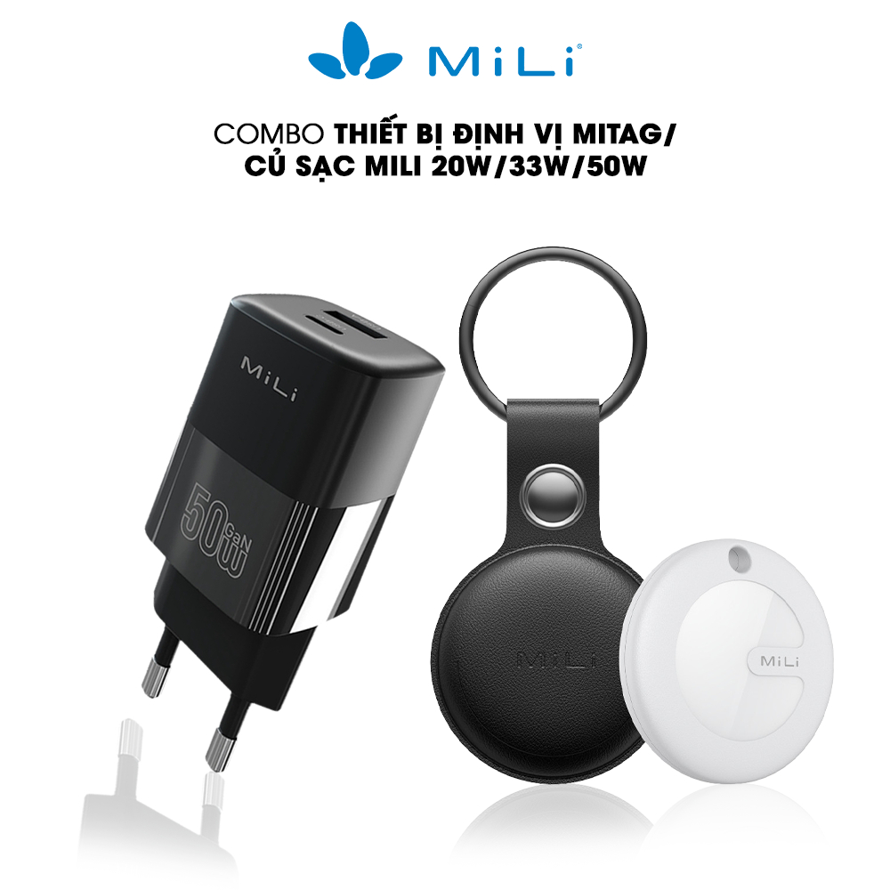 Combo củ sạc nhanh MiLi PD và thiết bị định vị MiLi Mitag HD-P16 - Bảo hành 12 tháng