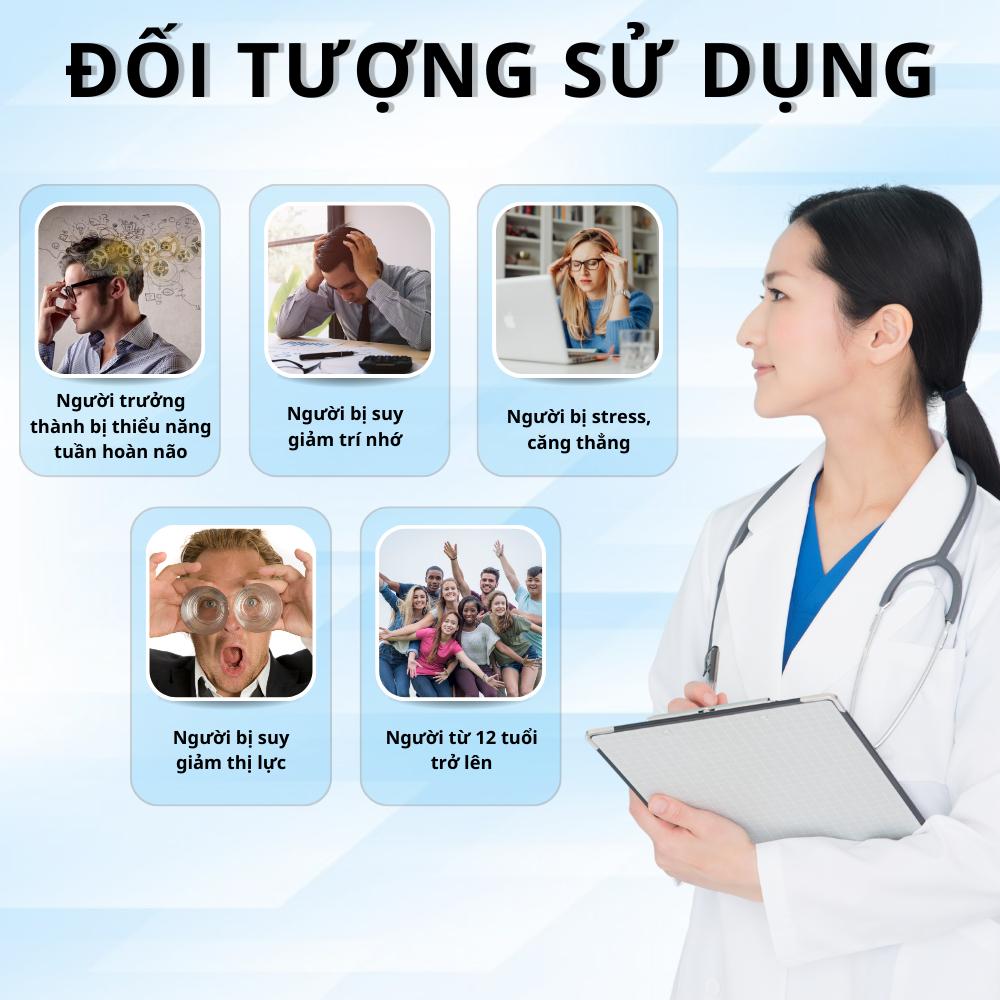 Viên uống bổ não VTM Ginkgo Biloba giảm hoa mắt, chóng mặt, tăng cường tuần hoàn máu - 60 viên