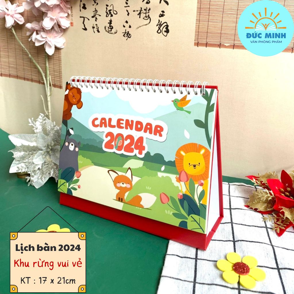 Lịch để bàn 2024, vẽ tay sang trọng, 15x16cm,  hành trình 1 năm - Góc học tập sáng tạo