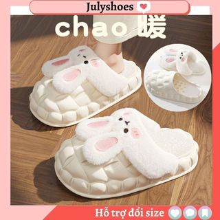 Dép bông đi trong nhà chao loại 1 hình tai thỏ dễ thương dép lông mùa đông lớp trong tháo rời vệ sinh