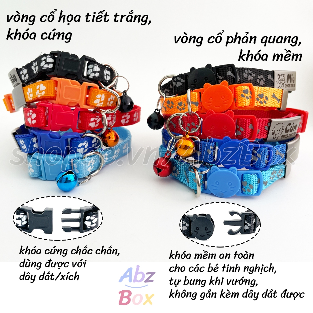 Vòng cổ khắc tên chó mèo, vòng cho thú cưng AbzBox
