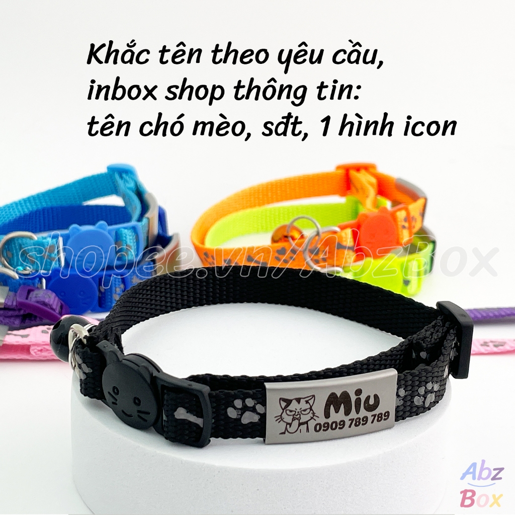 Vòng cổ khắc tên chó mèo, vòng cho thú cưng AbzBox