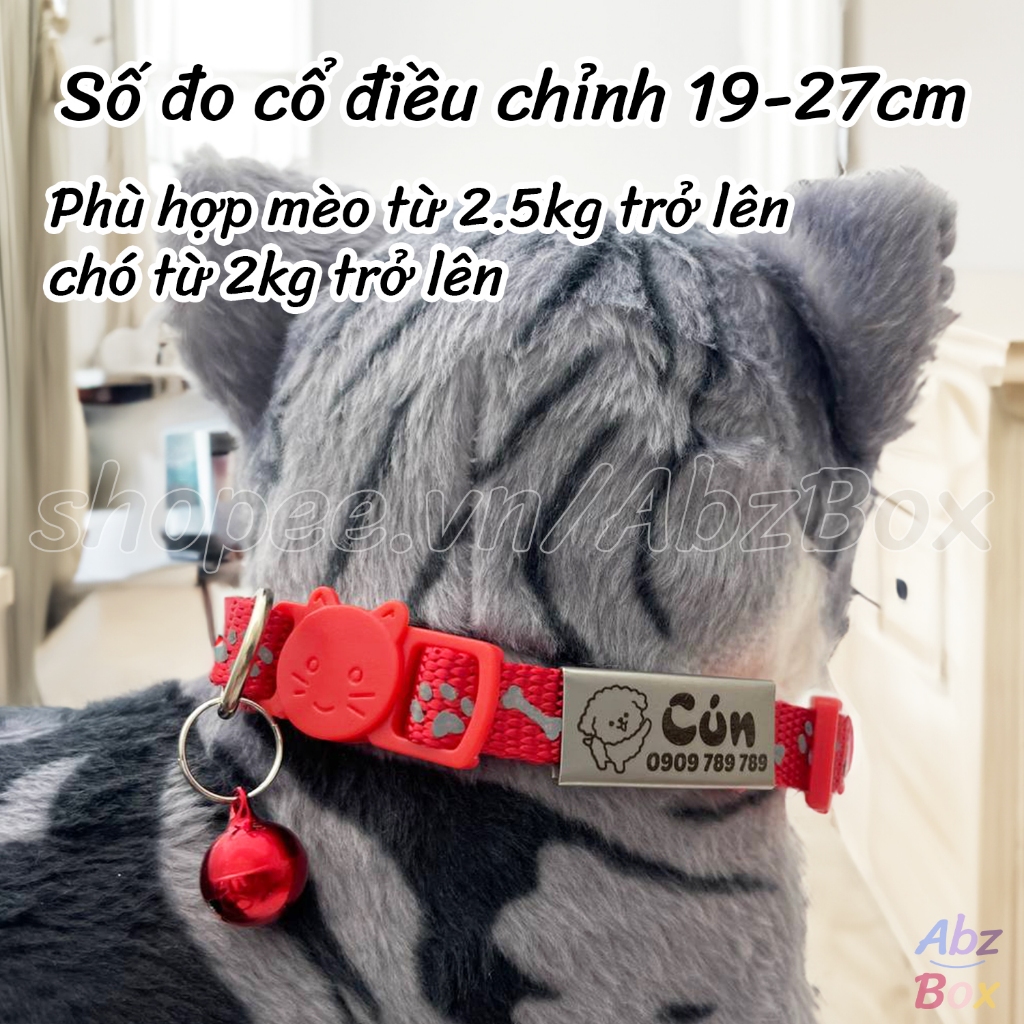 Vòng cổ khắc tên chó mèo, vòng cho thú cưng AbzBox
