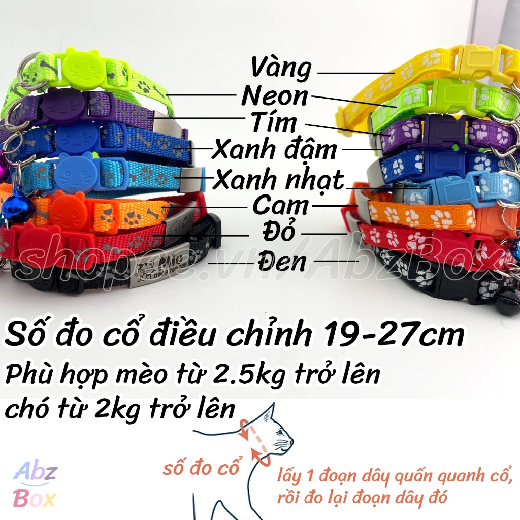 Vòng cổ khắc tên chó mèo, vòng cho thú cưng AbzBox