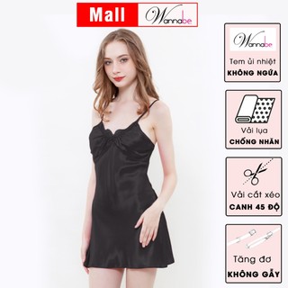 Đầm ngủ nữ cao cấp WANNABE DNS38 váy ngủ 2 dây cúp ngực phủ  2 lớp tạo độ phồng giúp ngực căng tròn