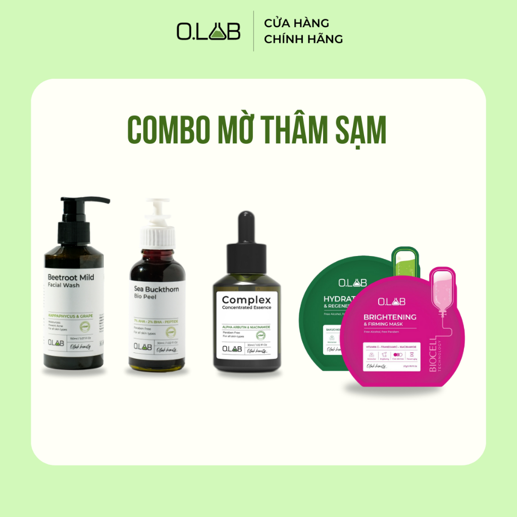 MỜ THÂM SẠM, DƯỠNG SÁNG DA SỮA RỬA MẶT BEETROOT MILD + PEEL MAI HẮC BIỂN + SERUM COMPLEX + 1 HỘP MASK