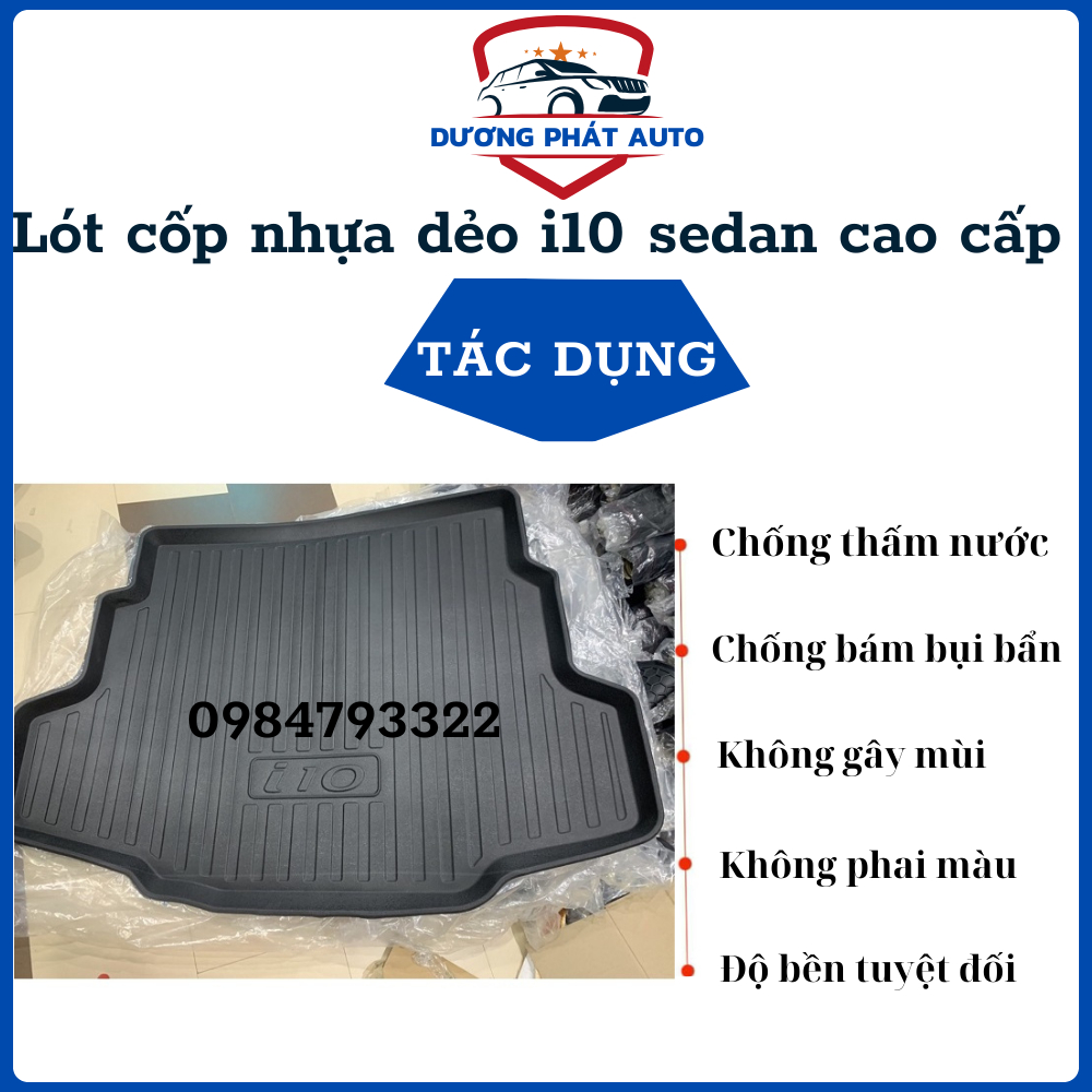 Lót cốp nhựa xe Hyundai I10 bản Sedan 2014- 2024