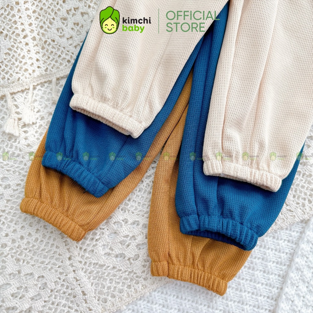 Quần Dài Cho Bé Trai, Bé Gái KIMCHIBABY Vải Tổ Ong Túi Hộp, Quần Cho Bé Mặc Thu Đông Phong Cách Hàn Quốc KCQD303