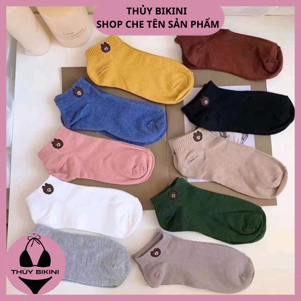 Tất vớ nữ hoạ tiết gấu cotton co giãn thông hơi kháng khuẩn