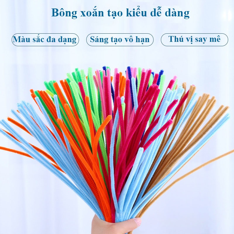 Kẽm nhung sắc màu, đồ chơi handmade kẽm nhung xù loại 1 làm hoa, làm động vật, trang trí nhà cho bé thỏa sức sáng tạo