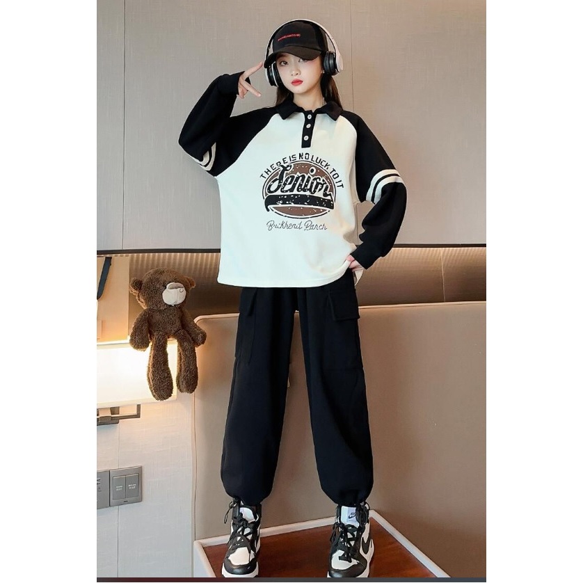 Bộ quần áo polo thu đông bé trai, bé gái 18-55kg từ 6-14 tuổi Senior. Đồ bộ bé trai, đồ bộ bé gái