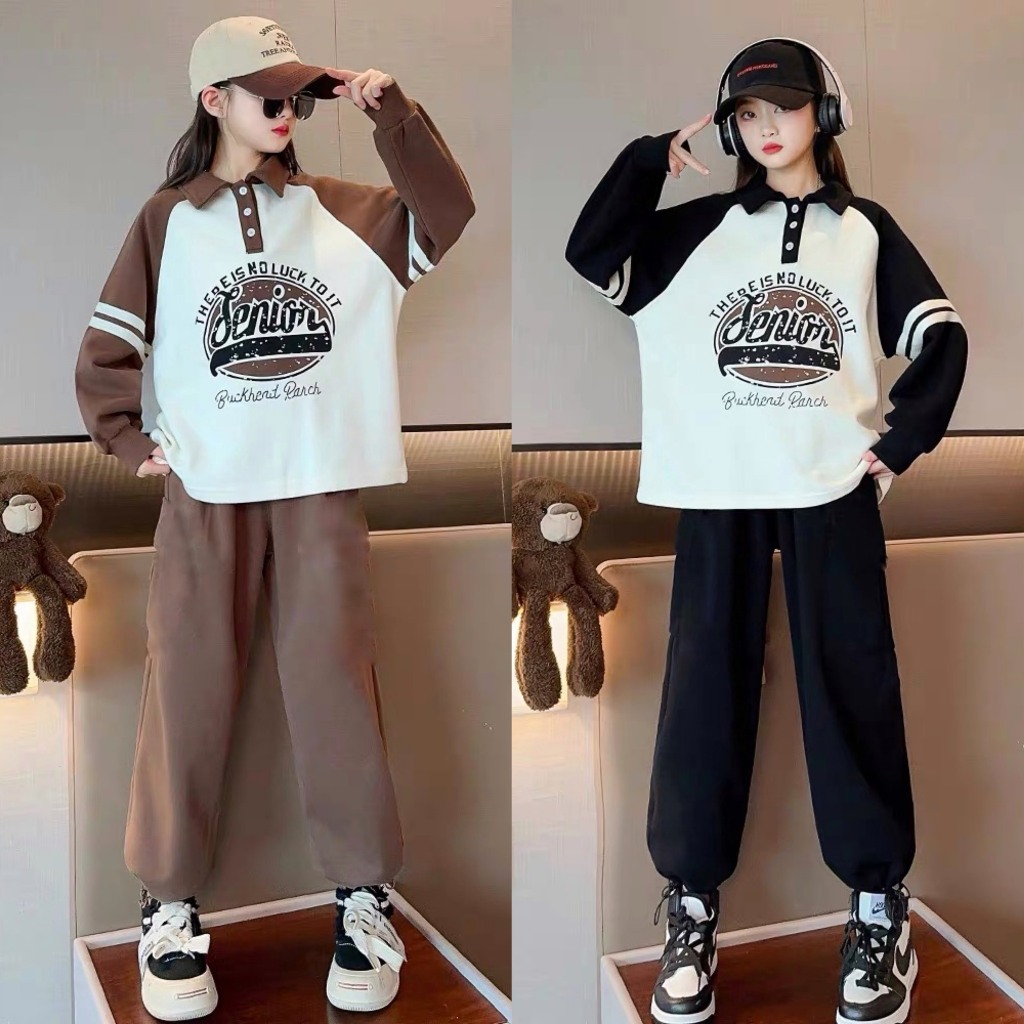 Bộ quần áo polo thu đông bé trai, bé gái 18-55kg từ 6-14 tuổi Senior. Đồ bộ bé trai, đồ bộ bé gái
