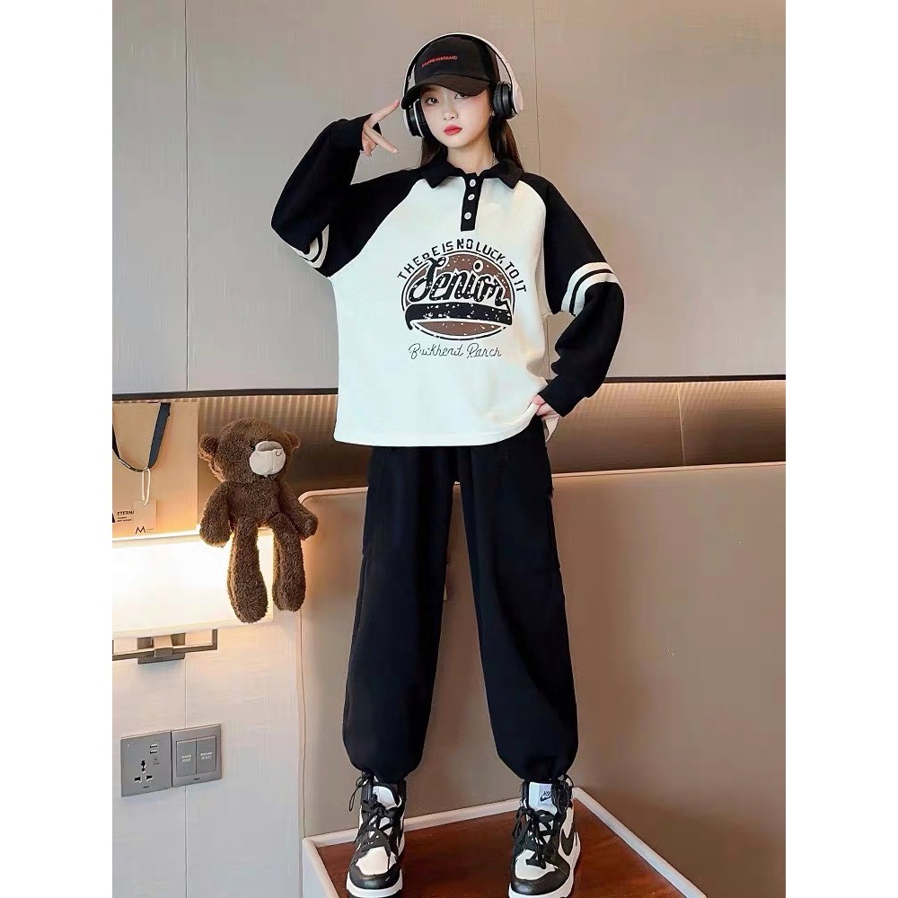 Bộ quần áo polo thu đông bé gái 18-55kg từ 6-14 tuổi mẫu Senior. Đồ bộ bé gái, set đồ bé gái