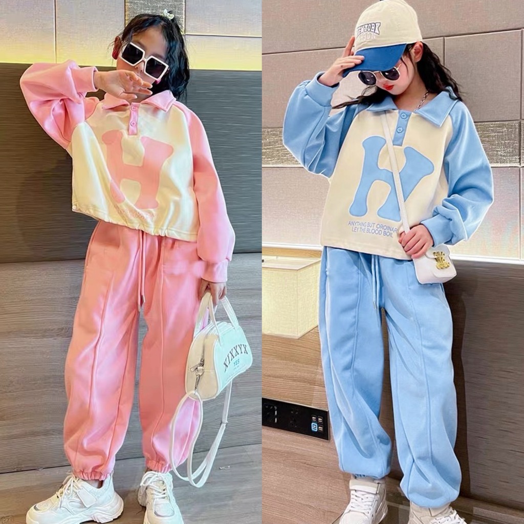 Bộ quần áo polo thu đông bé gái 18-55kg từ 6-14 tuổi mẫu Senior. Đồ bộ bé gái, set đồ bé gái