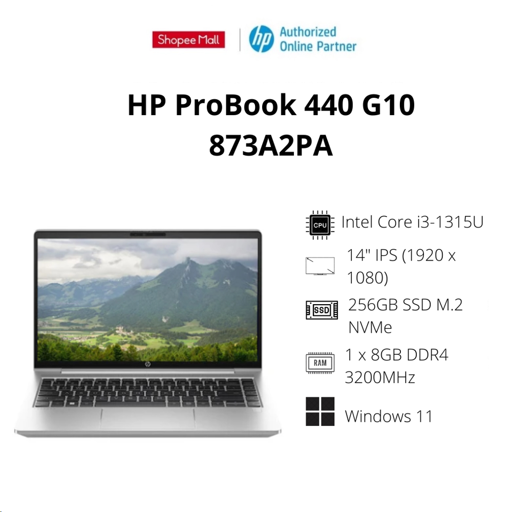 Laptop HP ProBook 440 G10 873A2PA (Core i3-1315U | 8GB | 256GB | Intel UHD Graphics | 14 inch FHD | Win11 | Silver)