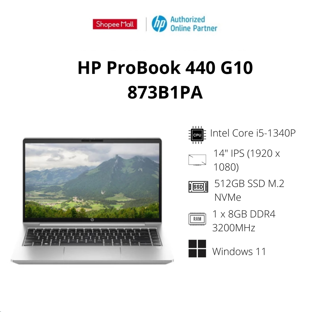 aptop HP ProBook 440 G10 ( 873B1PA ) | Silver | Intel Core i5-1340P | RAM 8GB | 512GB SSD | Intel UHD Graphics | 14 inch