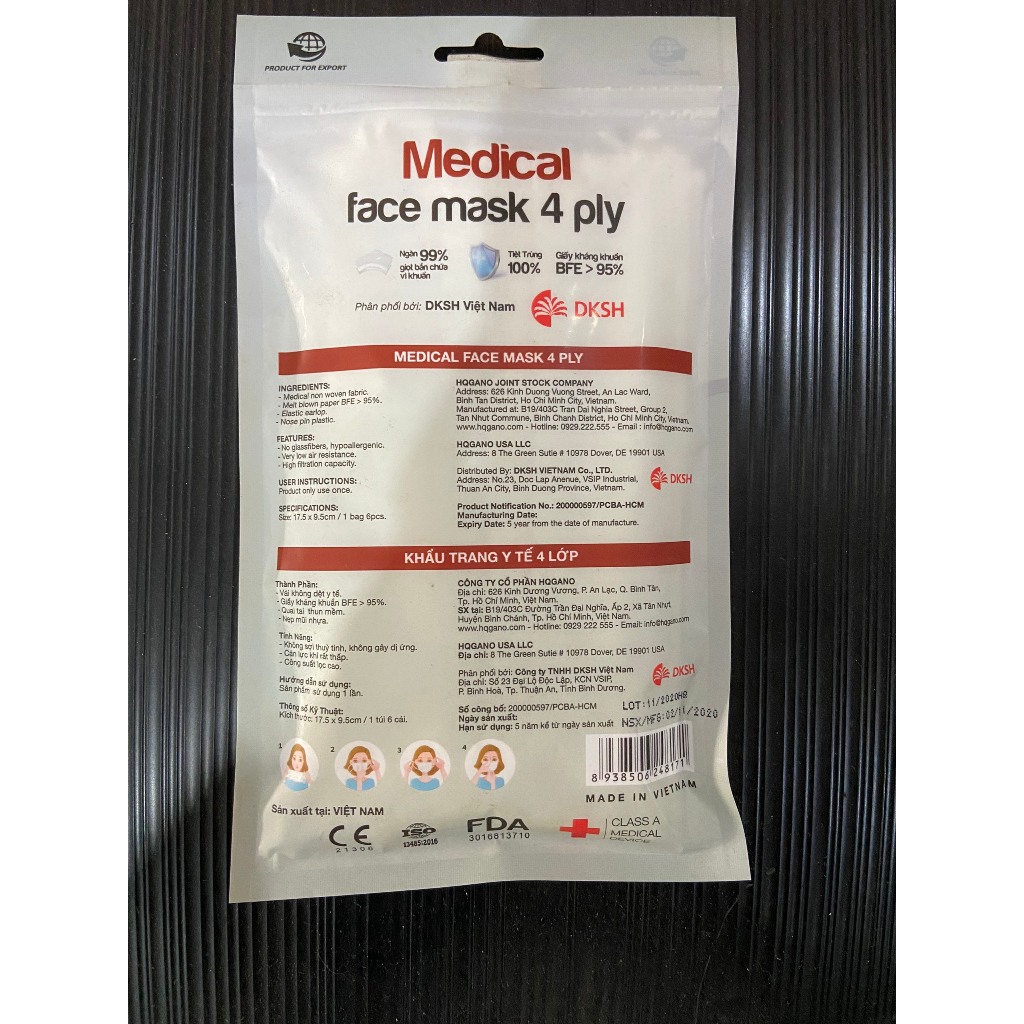Gói khẩu trang y tế 4 lớp HQGano