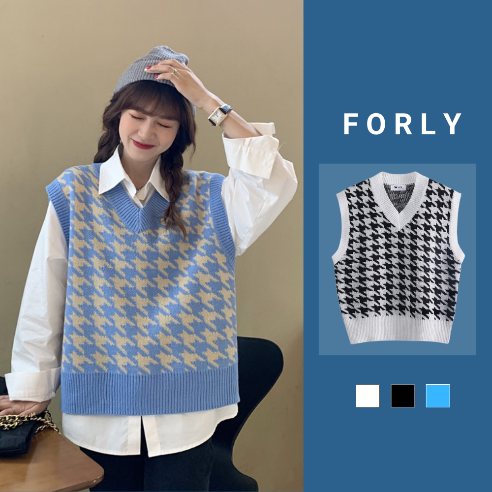 Áo gile kiểu vintage kẻ caro forly phong cách cá tính với áo không tay dáng xuông FG090