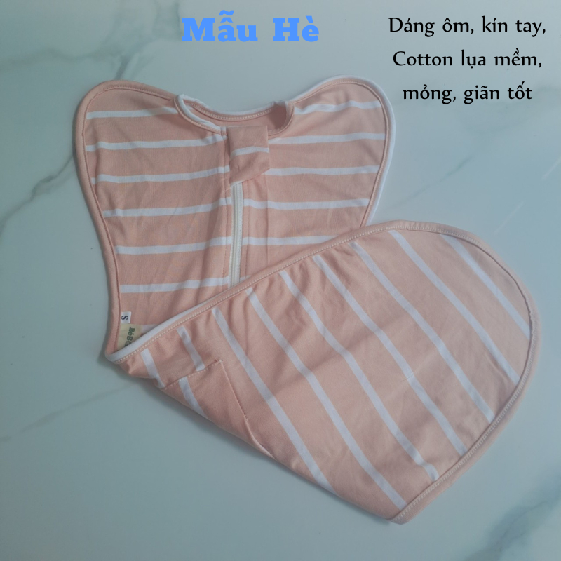 Nhộng chũn cho bé sơ sinh vải cotton lụa mềm giãn tốt giúp bé ngủ ngon mã BB21