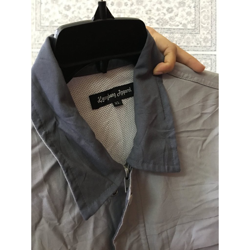 Áo khoác si size XL 2 lớp dù lưới xám phối cổ