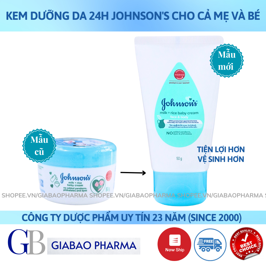 Kem dưỡng da chứa sữa & gạo Johnson’s baby cho cae mẹ và bé 50g
