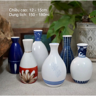 Lọ hoa nhỏ 13cm/ bình sake 180ml - gốm sứ nhật bản