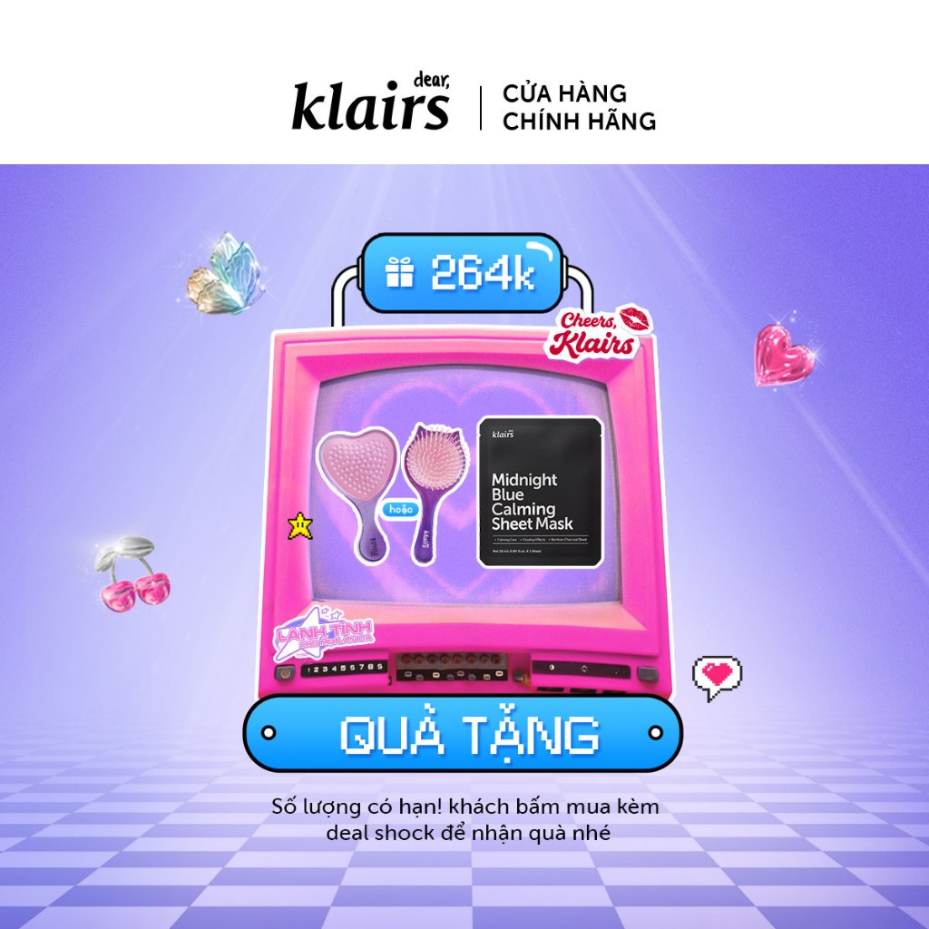 1 QT Dear, Klairs Mặt nạ giấy 25ml ngẫu nhiên + 1 QT lược nhựa Klairs