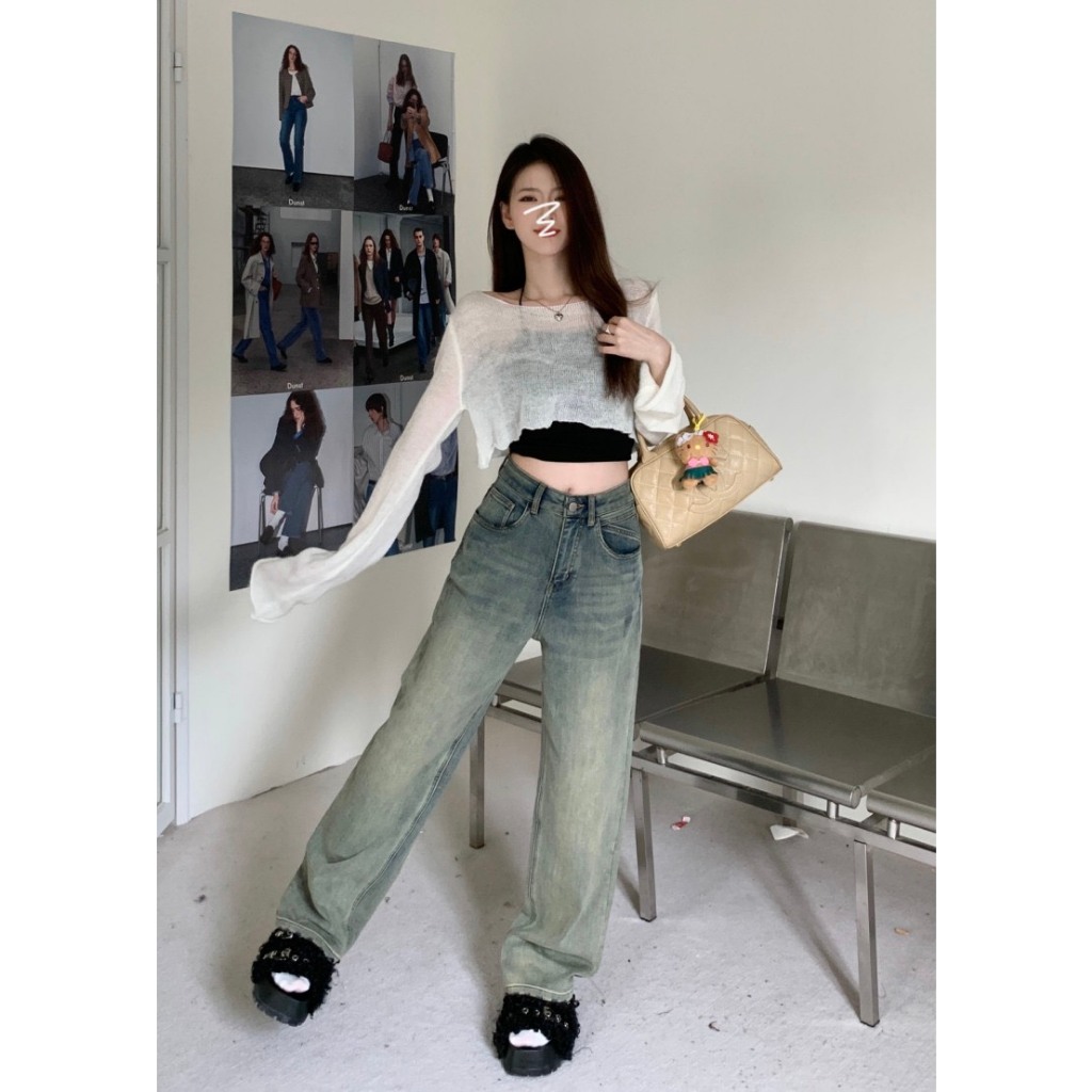 Quần jeans xanh vàng cá tính áp mã còn 212k