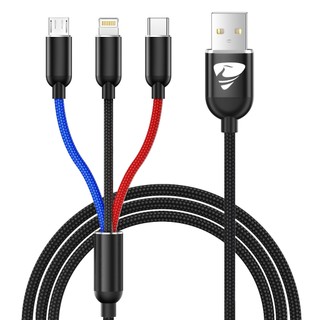 Cáp sạc 3 đầu 3 in 1 cáp bọc dù dây 3 trong 1 đa năng dùng cho ip samsung xiaomi