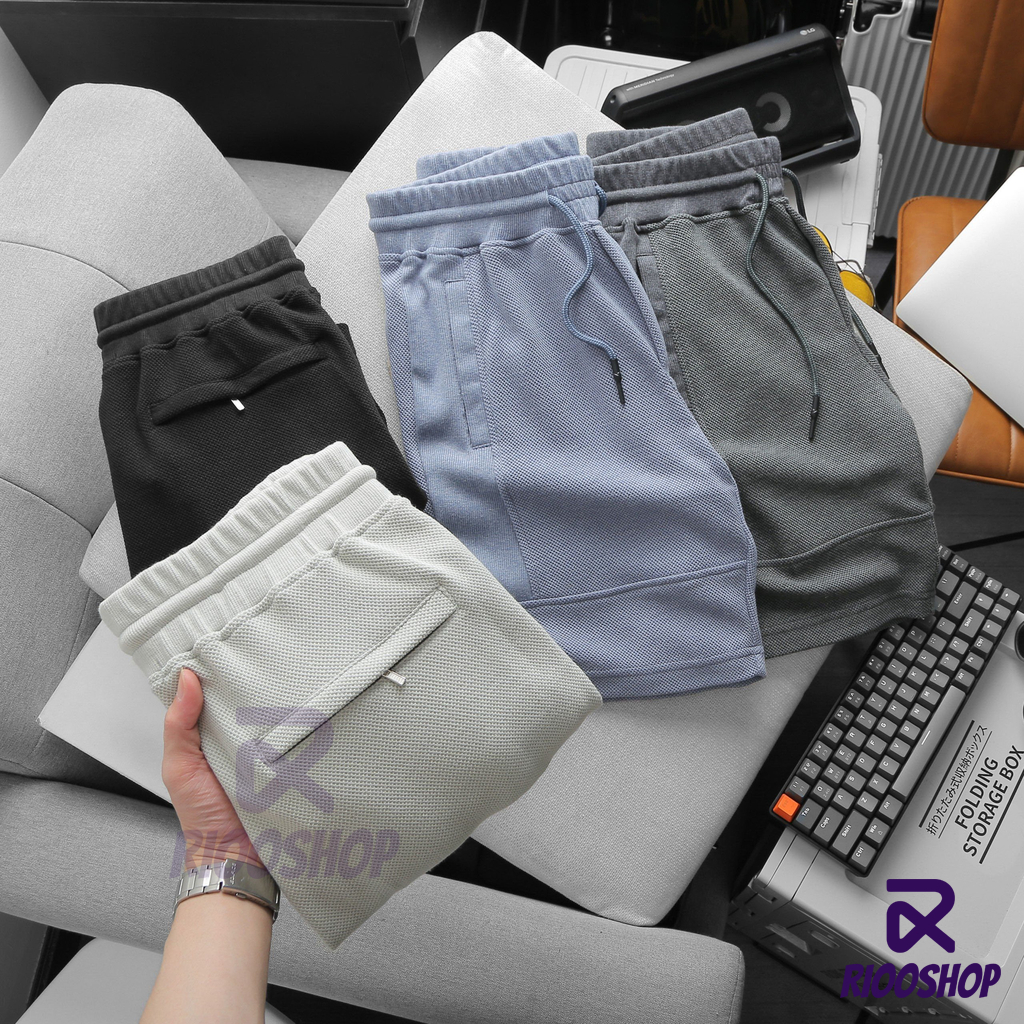 Quần đùi nam trơn, quần short thun nam cao cấp, màu xanh, đen, xám, kem đẹp, mặc đi làm, đi chơi RIOOSHOP RPS005